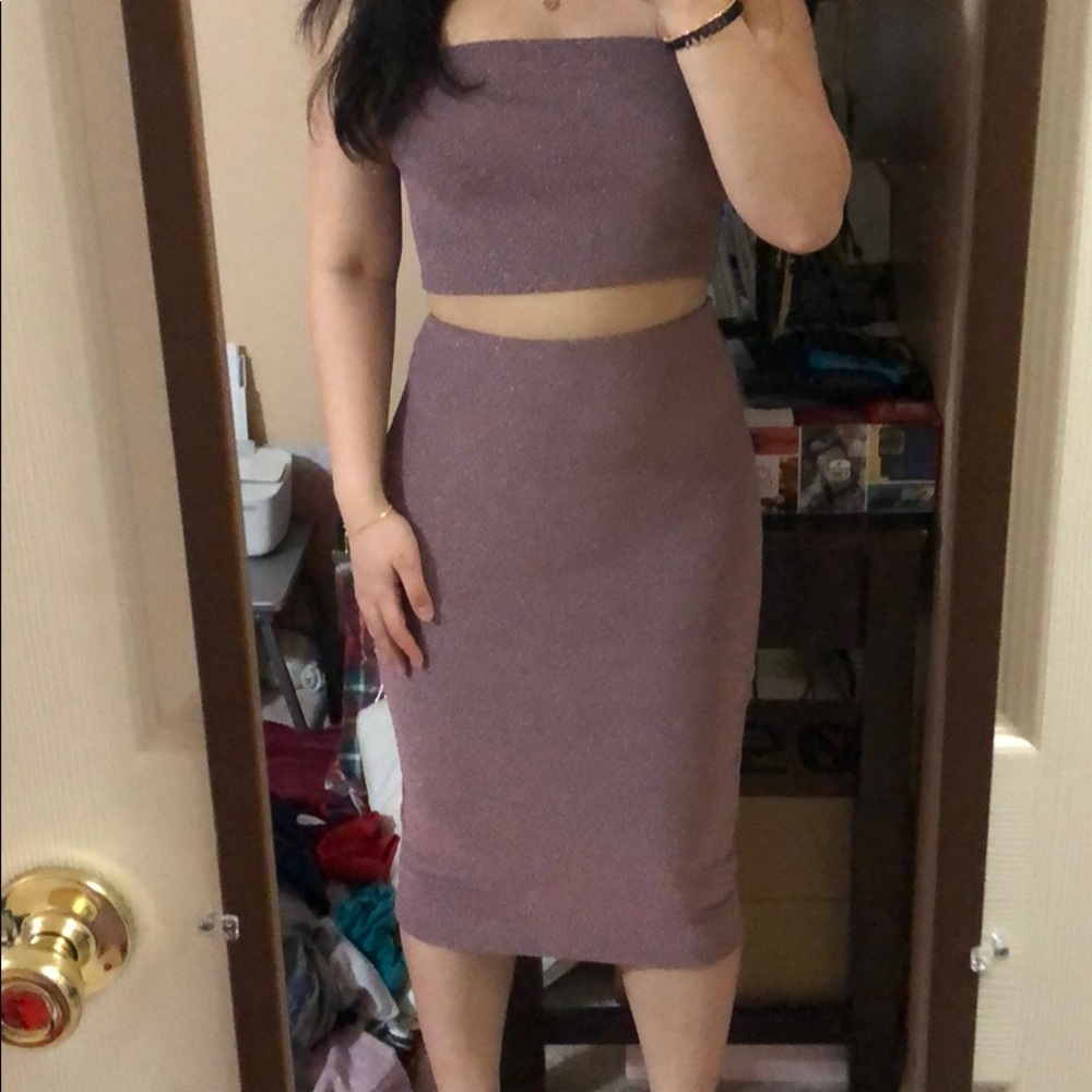 Matching crop top and skirt set